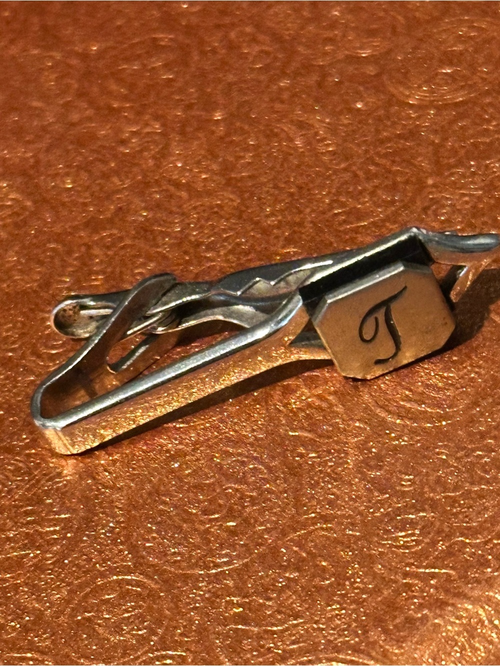 SWANK  'T' Silver Tie Clip